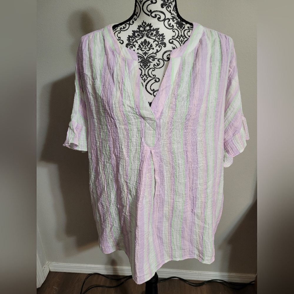 Ruby rd. Pastel striped top - Picture 2 of 6